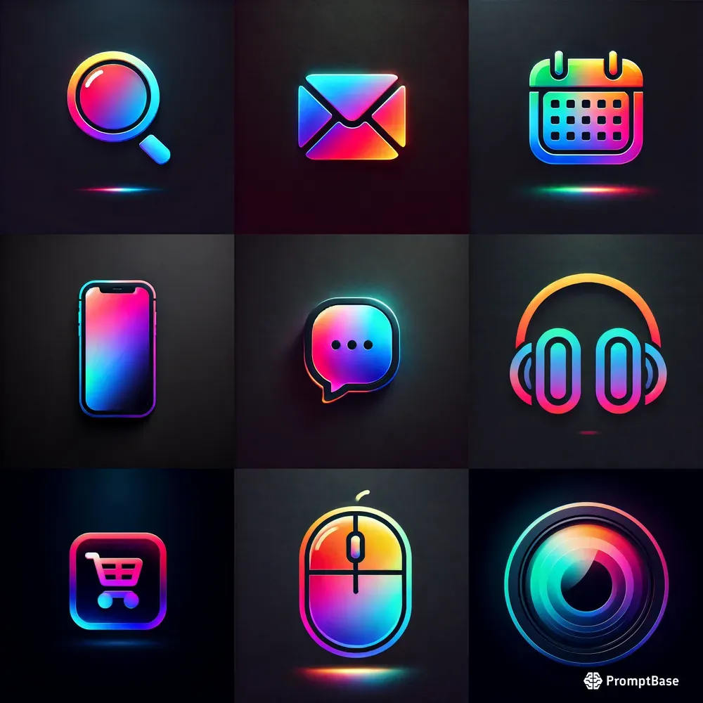 Vibrant Gradient Icons DALL·E Prompt | PromptBase