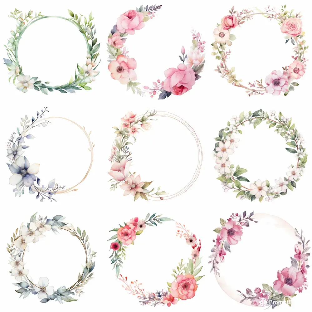 Circular Watercolor Border Frame Logos Midjourney Prompt | PromptBase