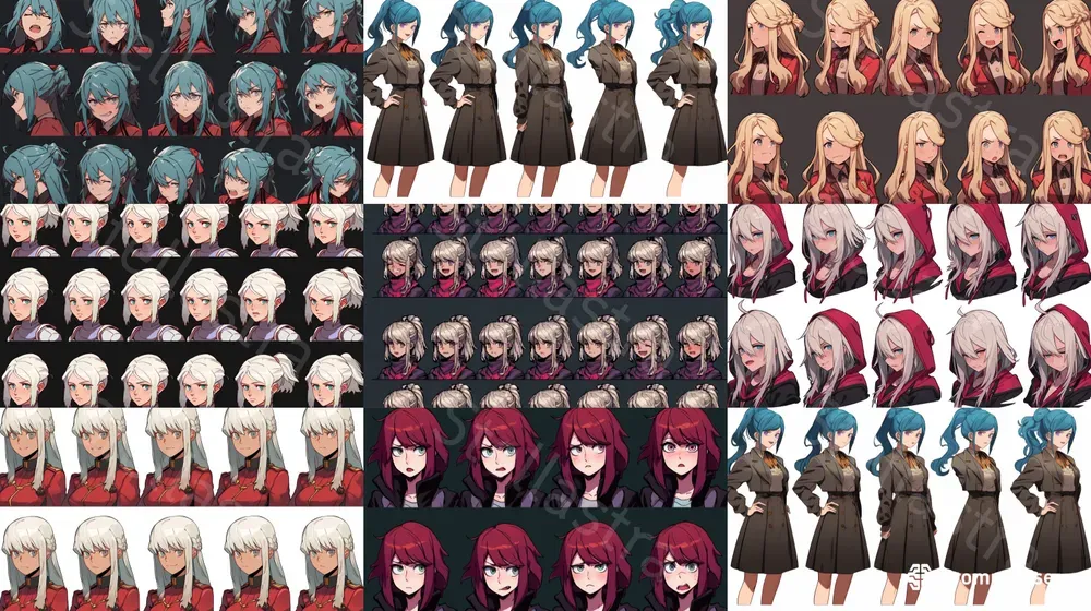 Visual Novel Sprites - On Sale 50 Off Midjourney Prompt | PromptBase