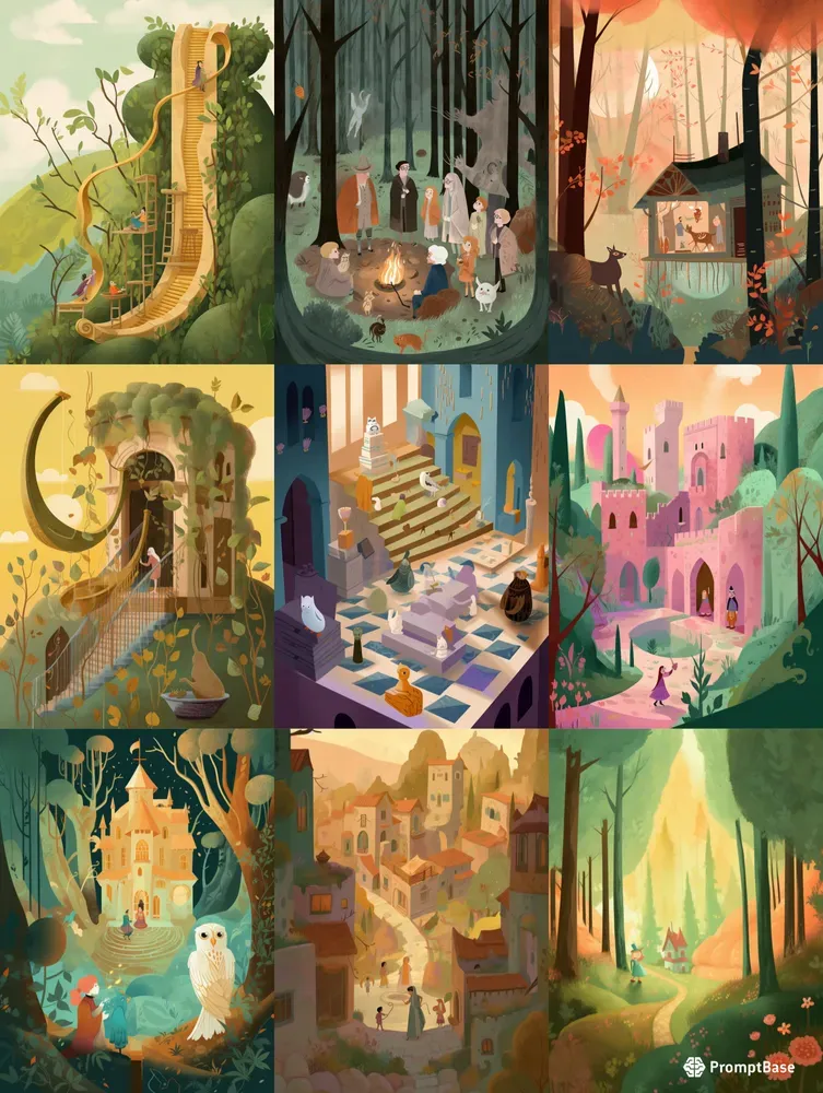 Fantasy Children Fairytale Illustrations Midjourney Prompt | PromptBase
