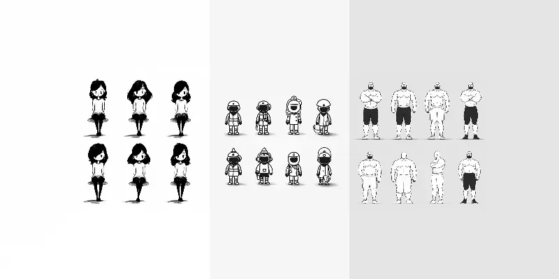 Multiple Poses Minimal Notion Characters Midjourney Prompt | PromptBase