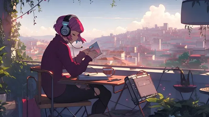 Lofi Music Anime Illustrations Midjourney Prompt | PromptBase