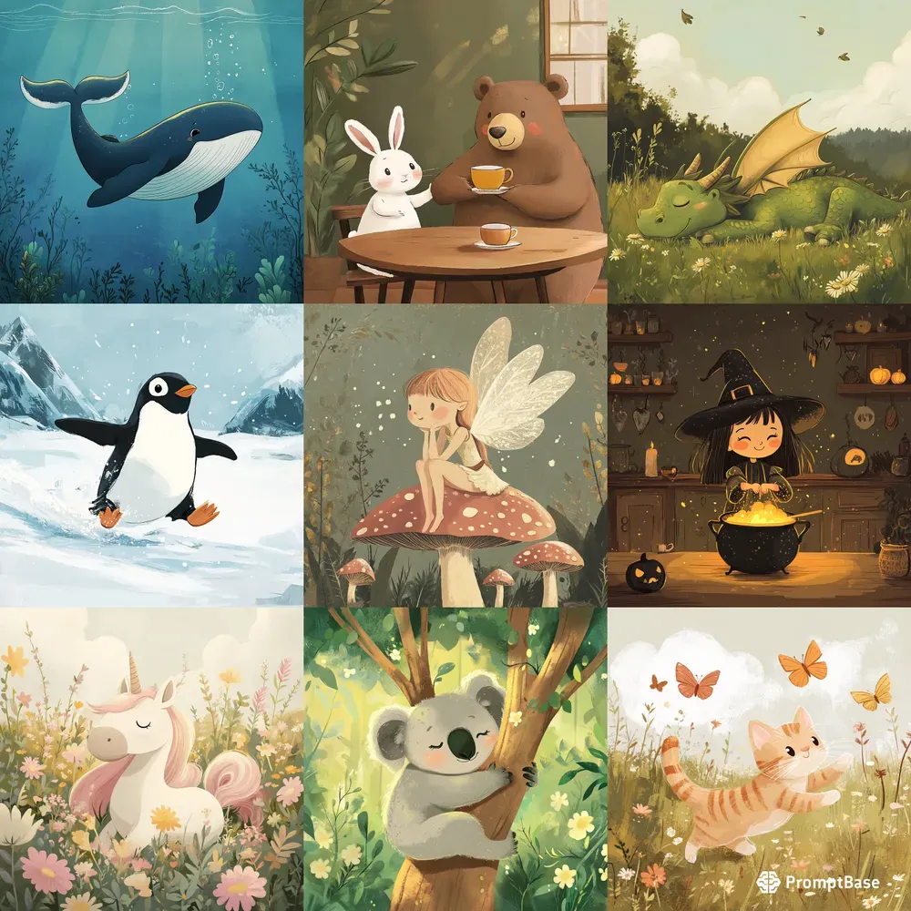 Detailed Cute Storybook Art For Children Midjourney Prompt | PromptBase