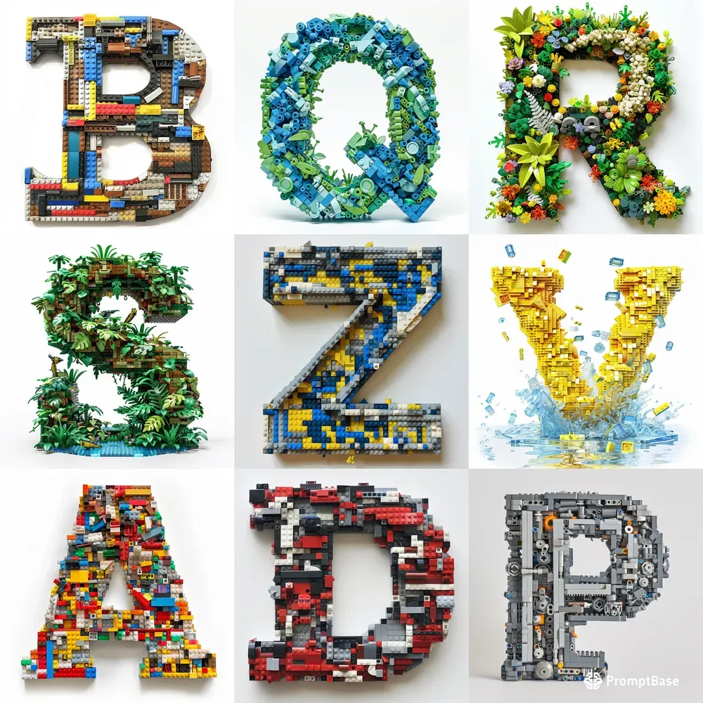 Stylish Letters Built Out Of Bricks Midjourney Prompt | PromptBase