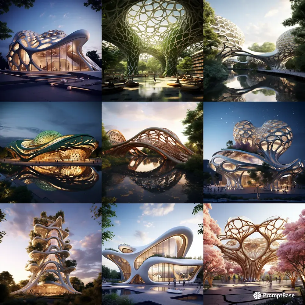 Geometrical Bioarchitectures Designs Midjourney Prompt | PromptBase
