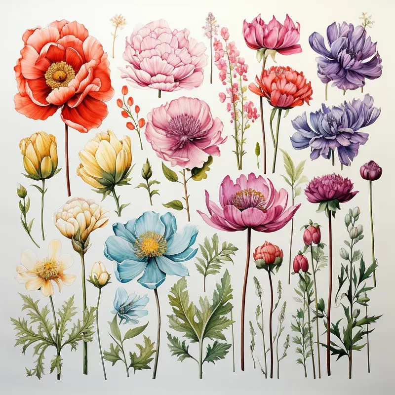 Watercolor Illustration Sets Midjourney Prompt | PromptBase