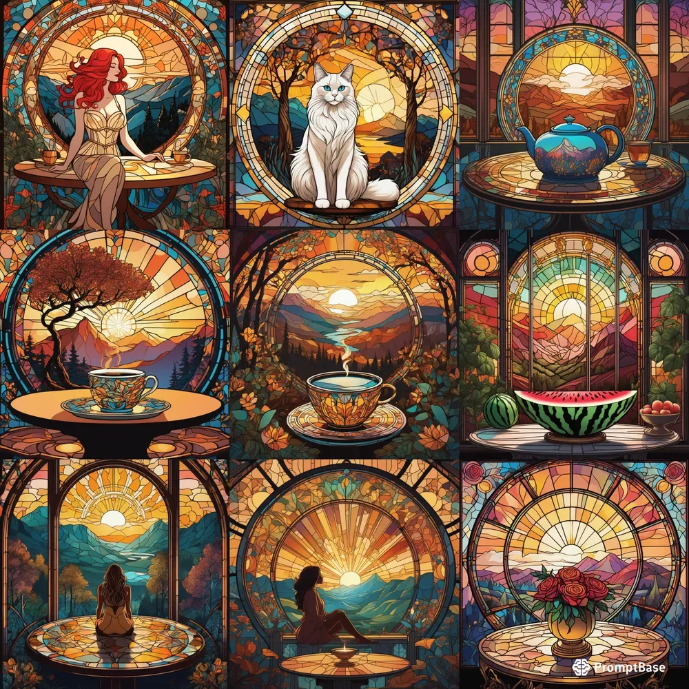 Stained Glass Landscapes Stable Diffusion Prompt | PromptBase