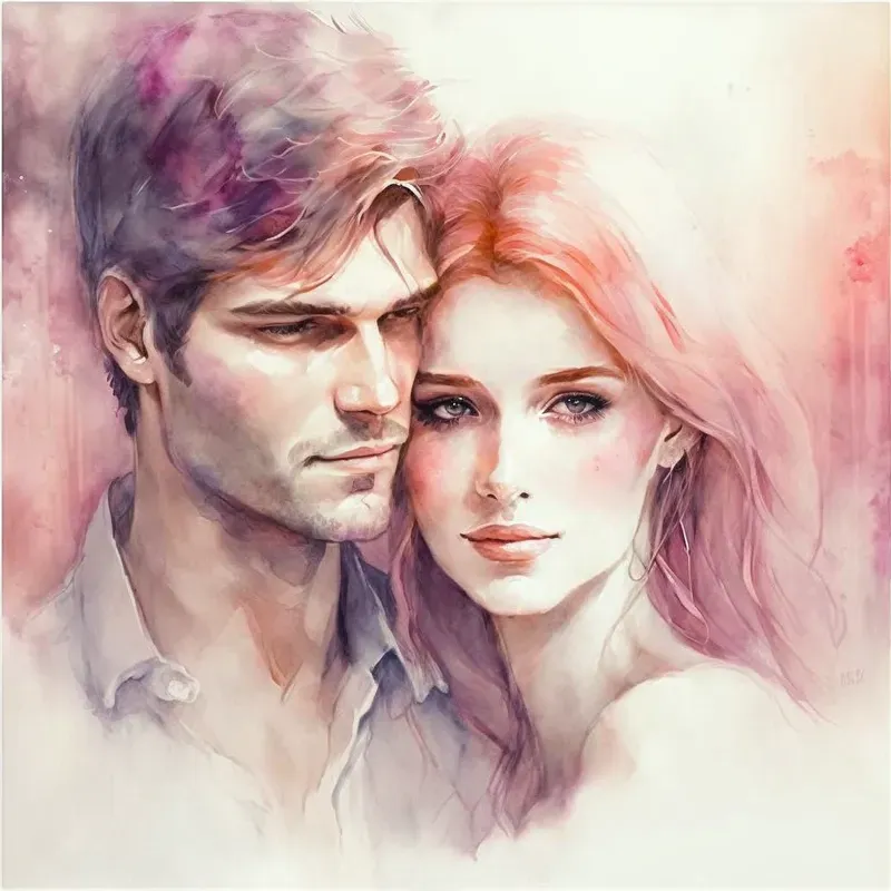 Watercolor Lover Portraits Midjourney Prompt | PromptBase