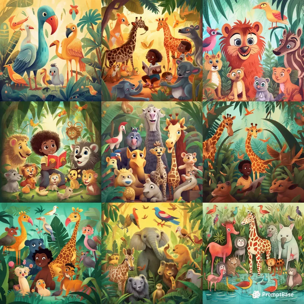 Childrens Animal Book Illustrations Midjourney Prompt | PromptBase