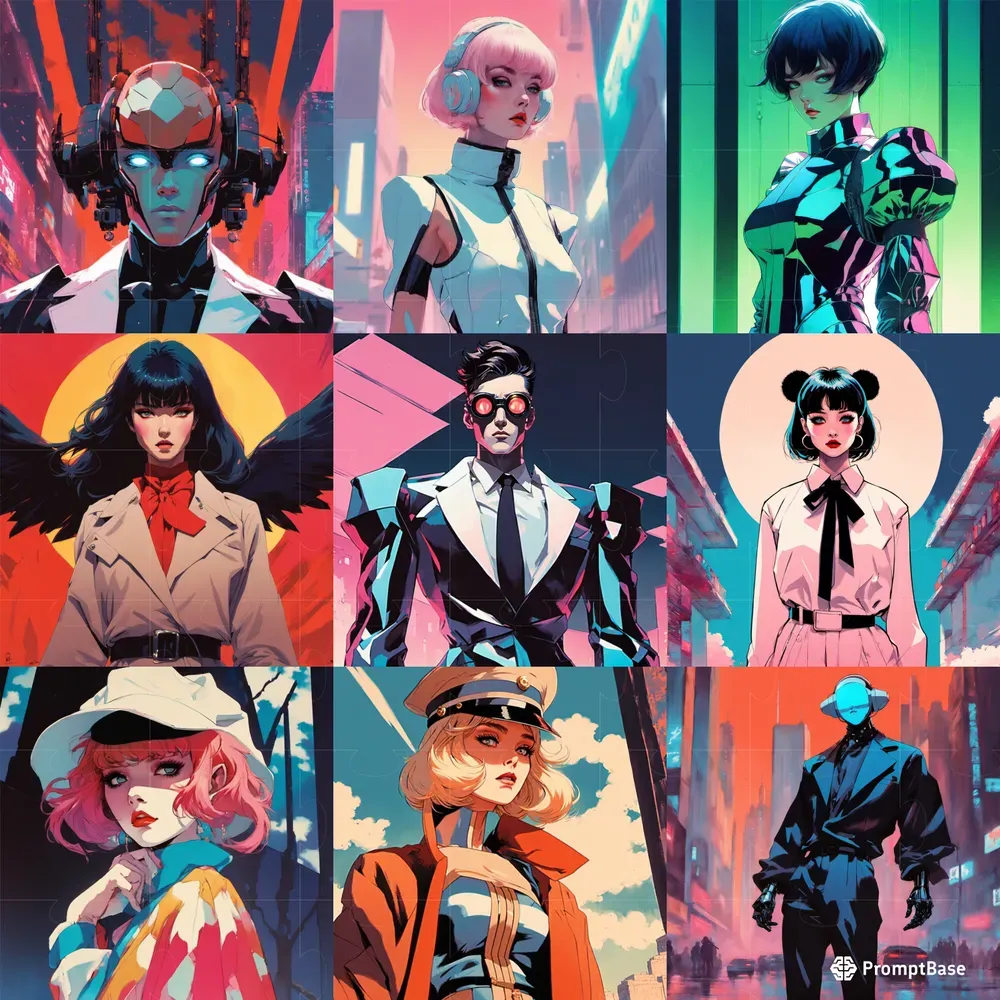 Fashion Retro Anime Characters Stable Diffusion Prompt | PromptBase