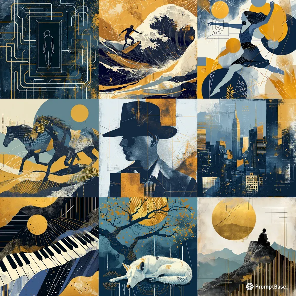 Creative Layered Abstract Posters Midjourney Prompt | PromptBase