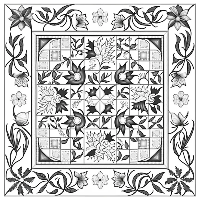 Beautiful Patchwork Quilt Coloring Pages Midjourney Prompt PromptBase