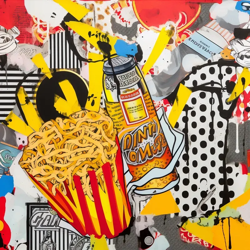 Pop Art Food Collages Midjourney Prompt | PromptBase
