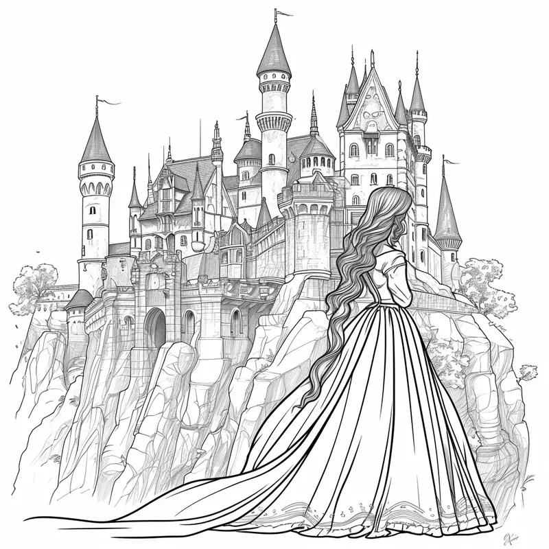 Medieval Themed Coloring Book Pages Midjourney Prompt | PromptBase