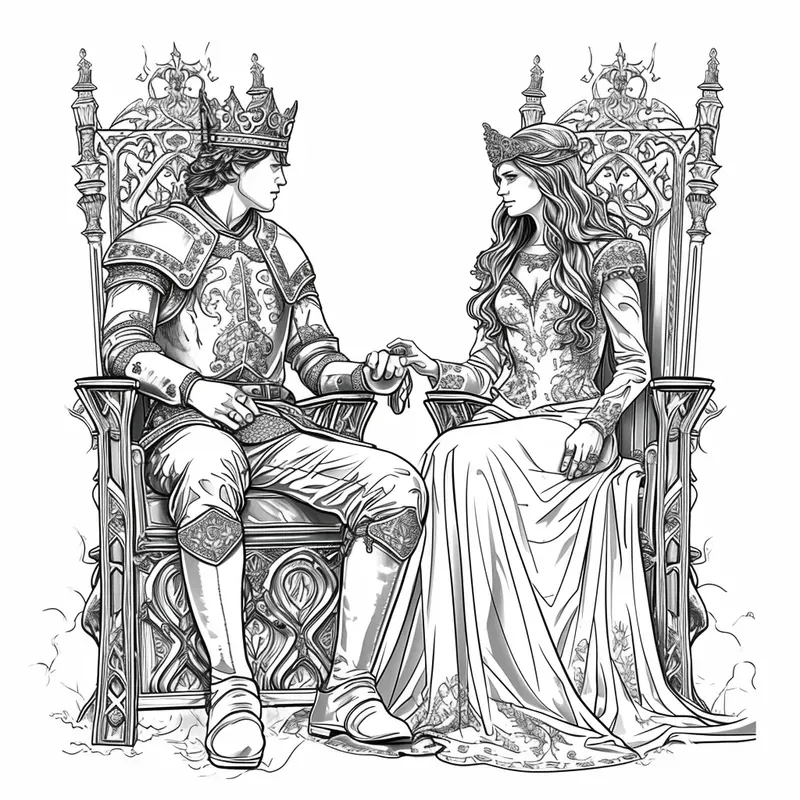 Medieval Themed Coloring Book Pages Midjourney Prompt | PromptBase