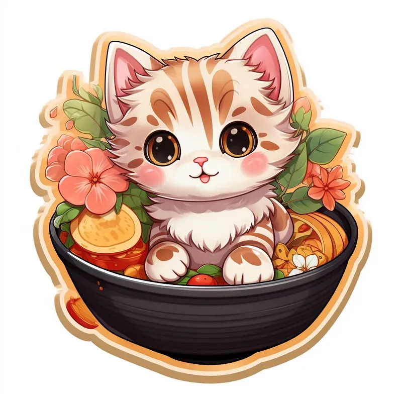 ✧1点限り✧超〜かわいい✧food cat✧フードキャット✧コラージュペーパー✧ Cute Cats With Food Midjourney Prompt | PromptBase
