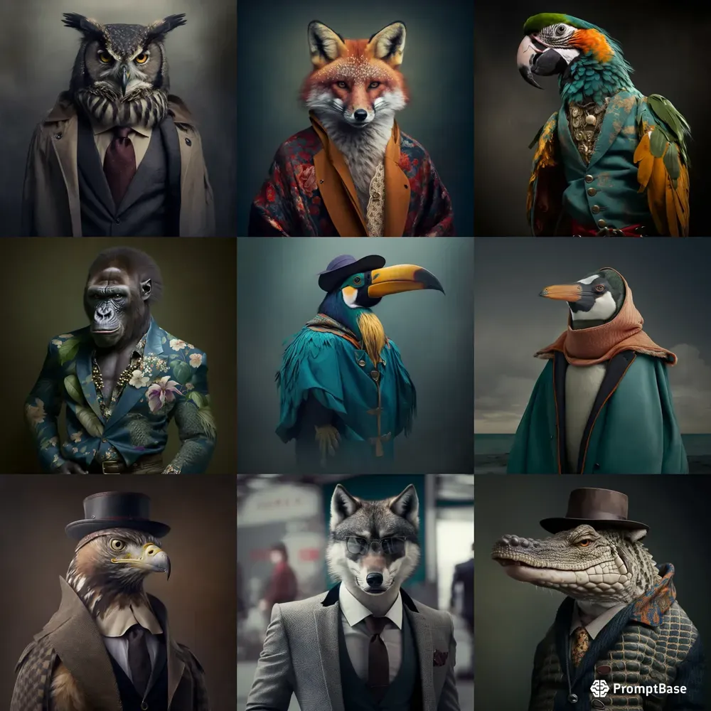 Animals Wearing A Funky Designer Clothes Midjourney Prompt | PromptBase