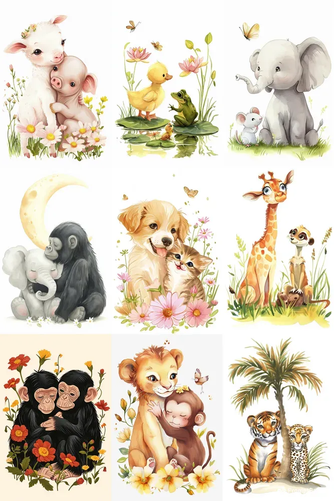 Animal Friends Cliparts Midjourney Prompt | PromptBase