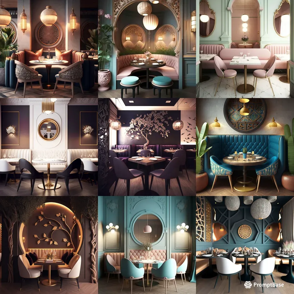 Sweet Cosy Restaurant Interior Designs Midjourney Prompt | PromptBase