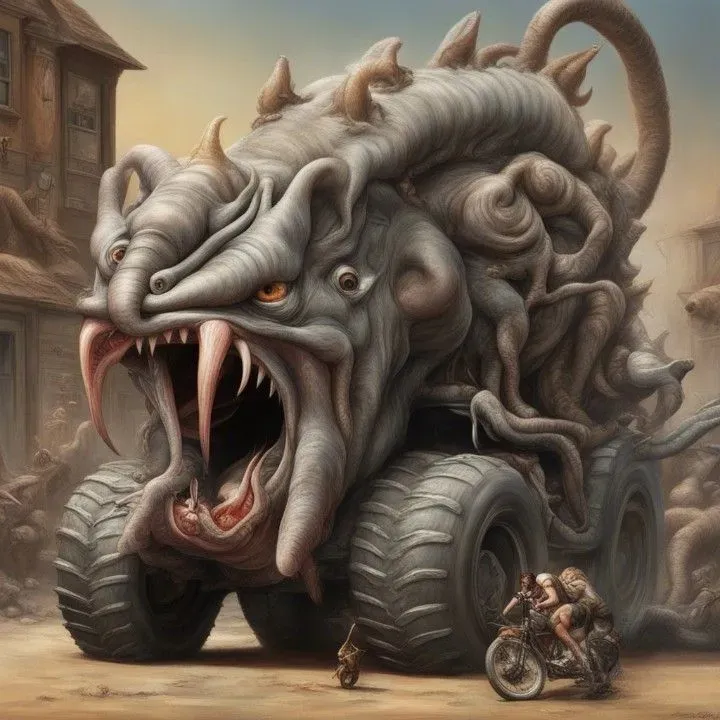 Horror Animals On Wheels Stable Diffusion Prompt | PromptBase