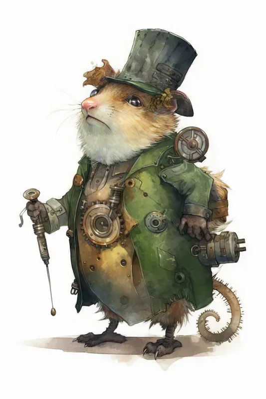Steampunk Watercolor Animals Cliparts Midjourney Prompt | PromptBase