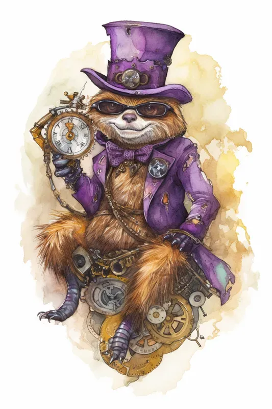 Steampunk Watercolor Animals Cliparts Midjourney Prompt | PromptBase