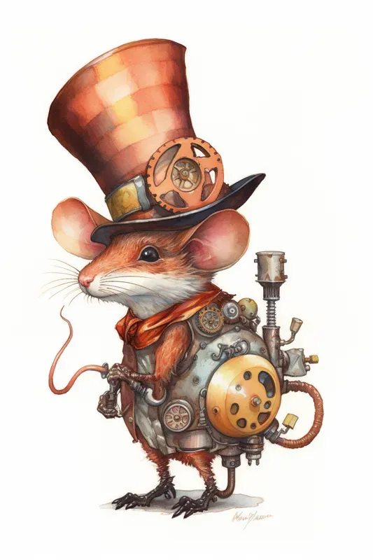 Steampunk Watercolor Animals Cliparts Midjourney Prompt | PromptBase