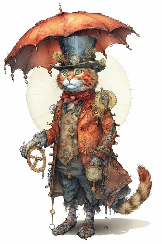 Steampunk Watercolor Animals Cliparts Midjourney Prompt | PromptBase