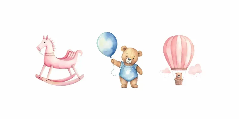 Watercolor Baby Shower Cliparts Midjourney Prompt | PromptBase