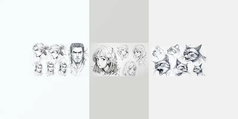 Character Sketch Illustration Sheet Generator App | PromptBase
