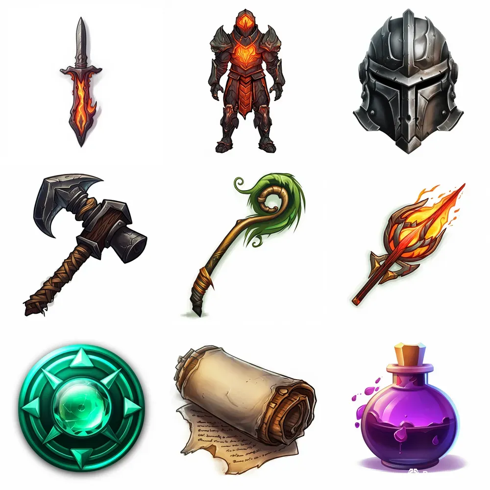Rpg Robes Icon Icons For Fantasy RPGs Midjourney Prompt | PromptBase