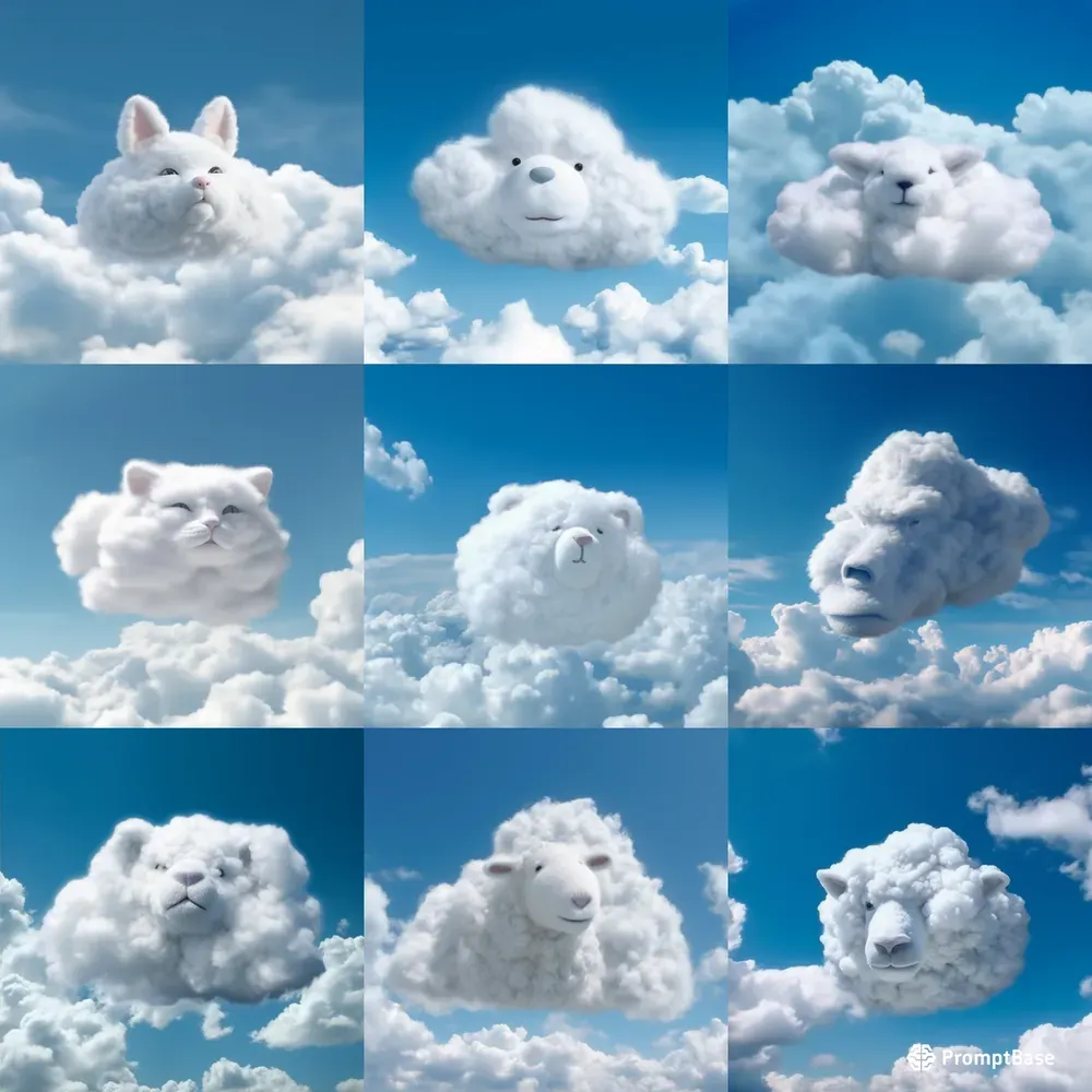 Clouds In The Shapes Of Animals Midjourney Prompt | PromptBase