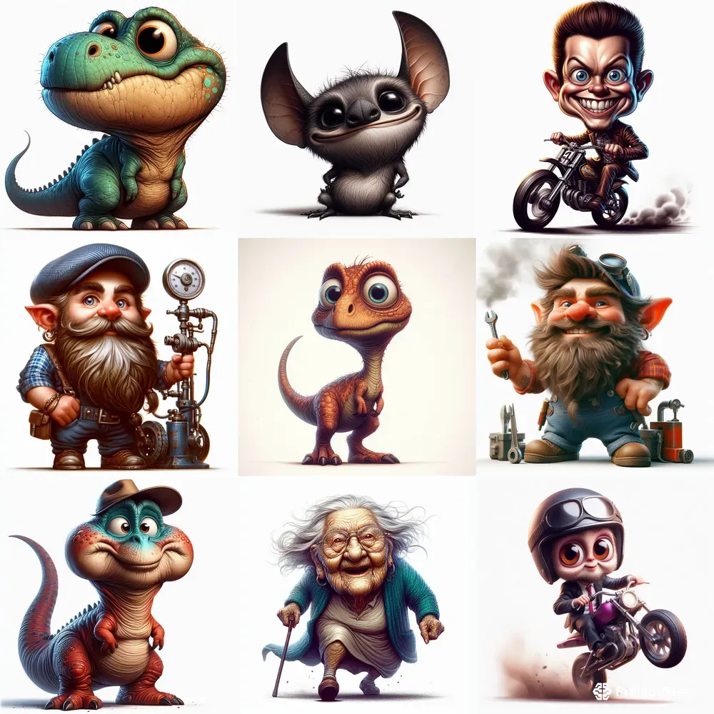Comically Distorted Exaggerated Funhouse Caricatures DALL·E Prompt | PromptBase