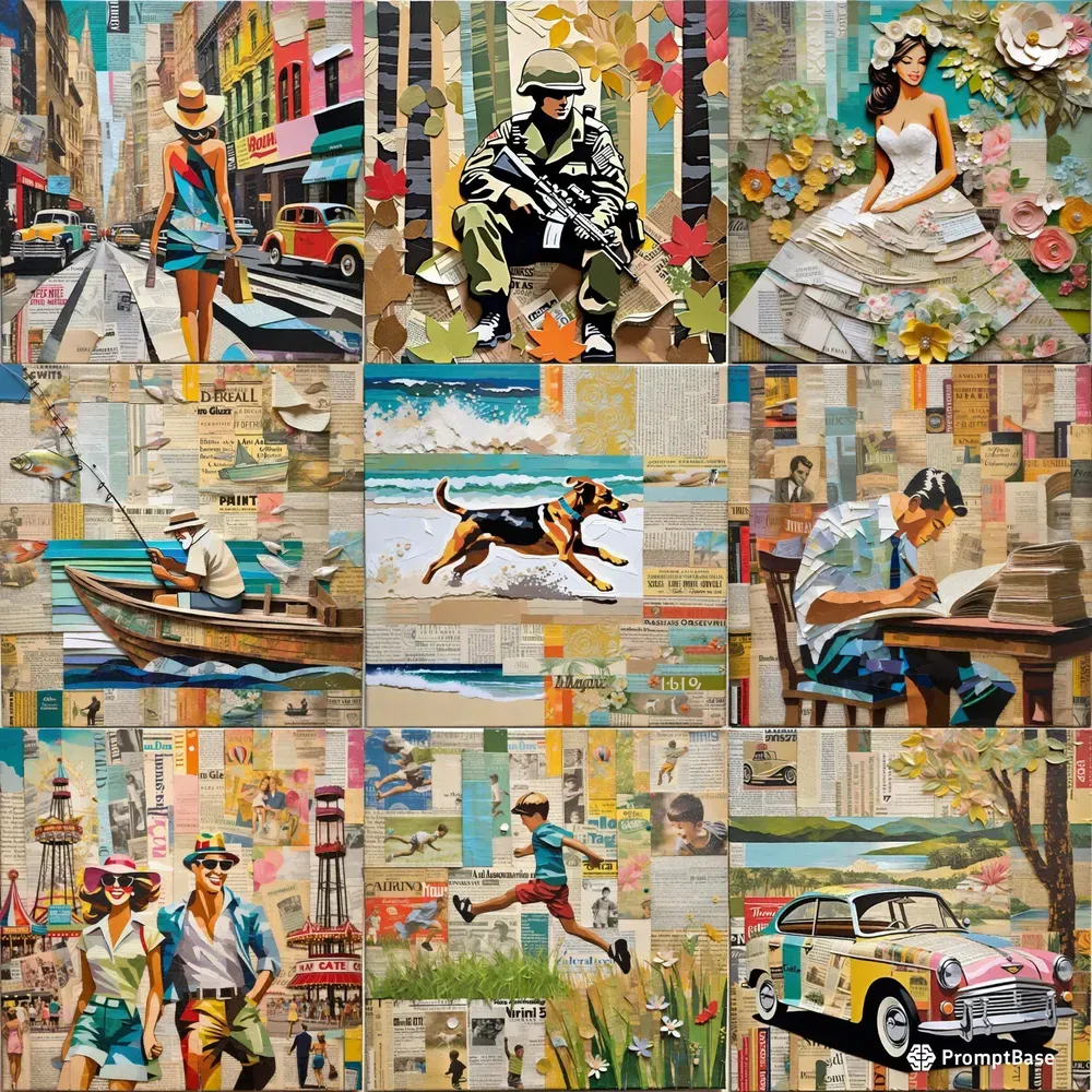 Decoupage Collage Art Stable Diffusion Prompt PromptBase