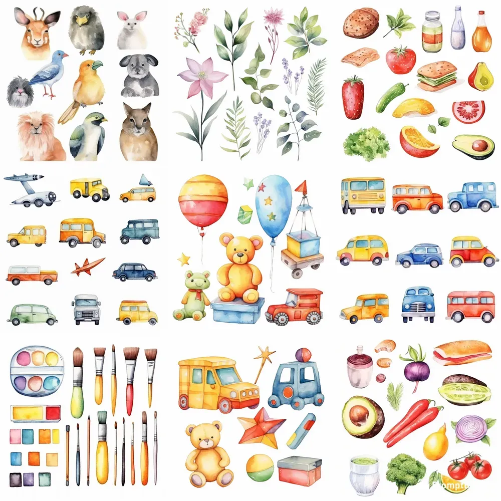 Watercolor Clip Art Midjourney Prompt | PromptBase