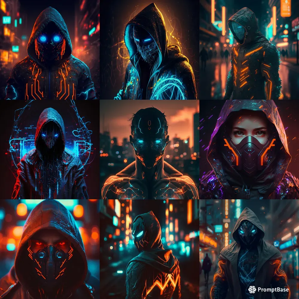 Futuristic Anonymous Avatars Midjourney Prompt | PromptBase