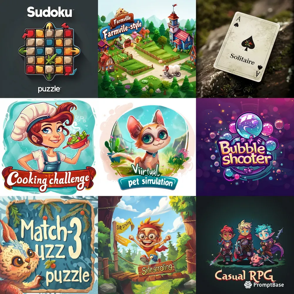 Playful Logos For Games Midjourney Prompt | PromptBase