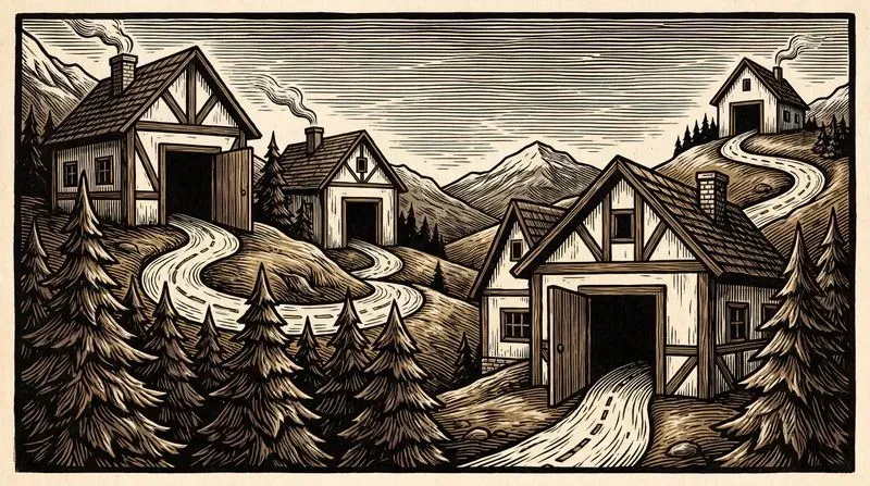 Surreal Woodcut Anime Landscapes