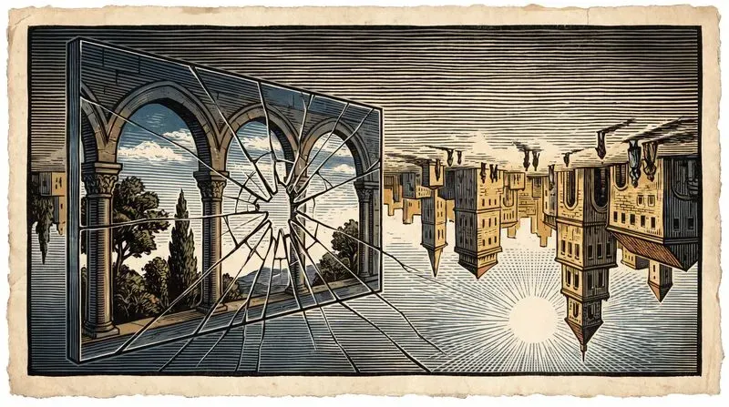 Surreal Woodcut Anime Landscapes