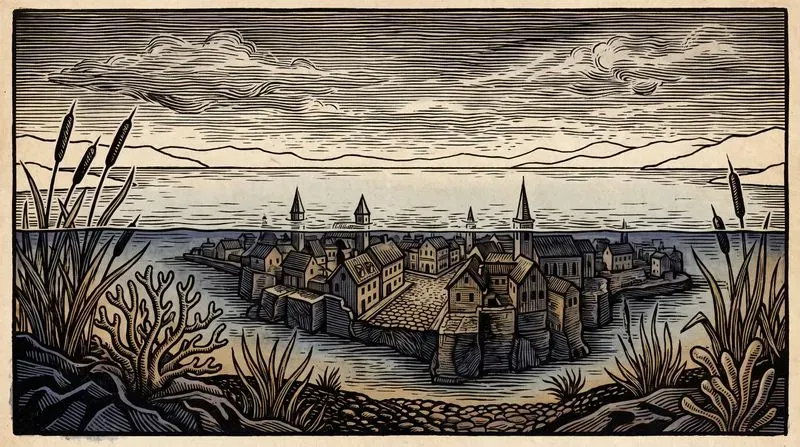 Surreal Woodcut Anime Landscapes