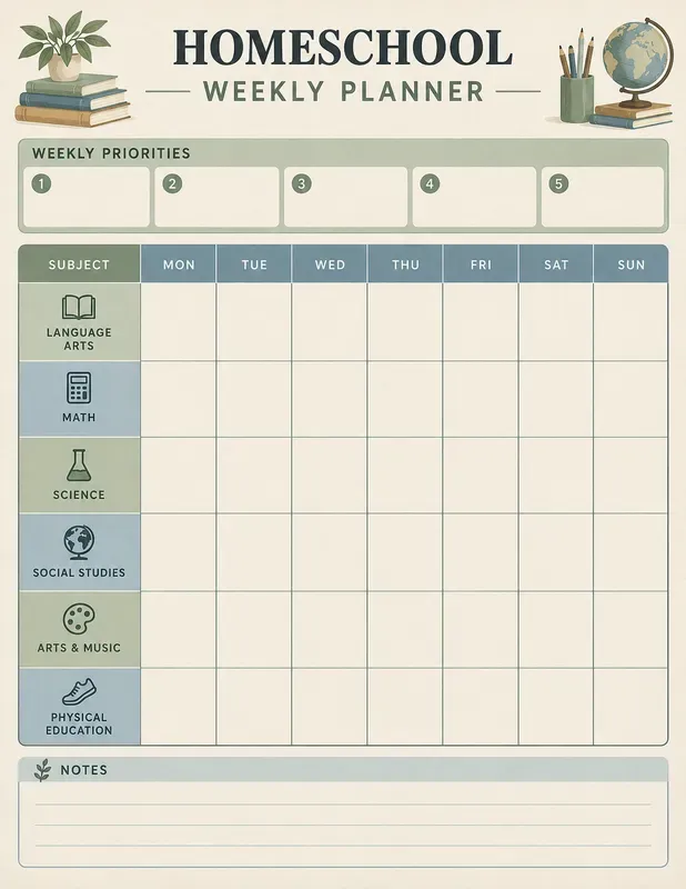 Homeschool Weekly Planners