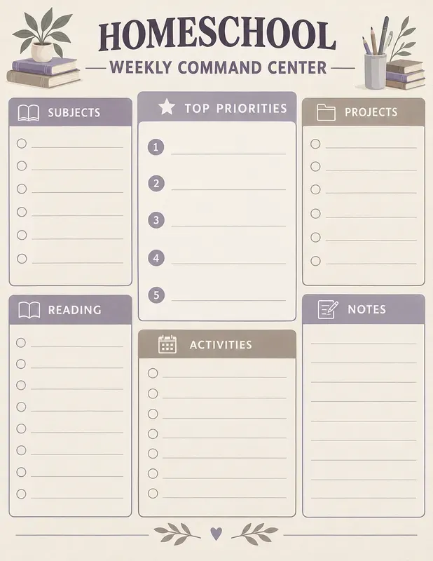 Homeschool Weekly Planners