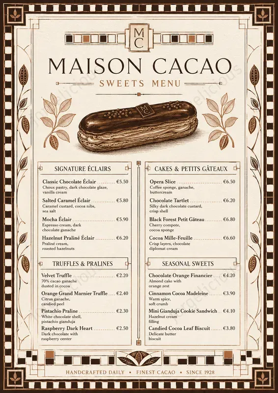Geometric Boutique Food Menus