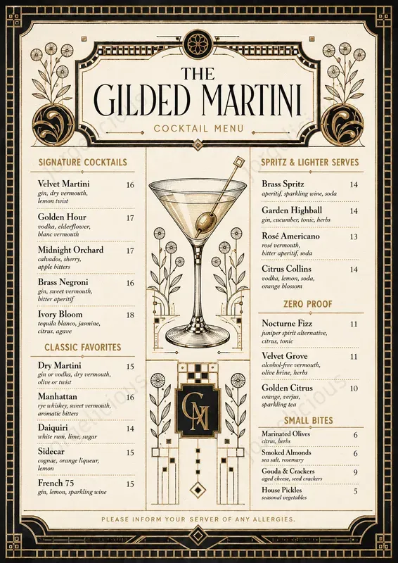 Geometric Boutique Food Menus