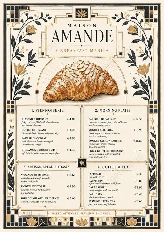 Geometric Boutique Food Menus