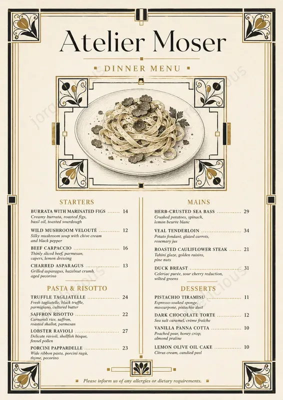 Geometric Boutique Food Menus