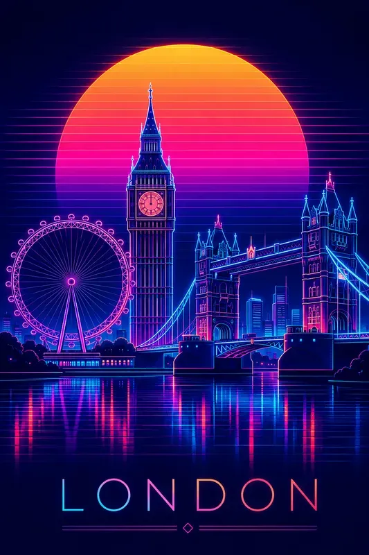 Neon City Travel Posters