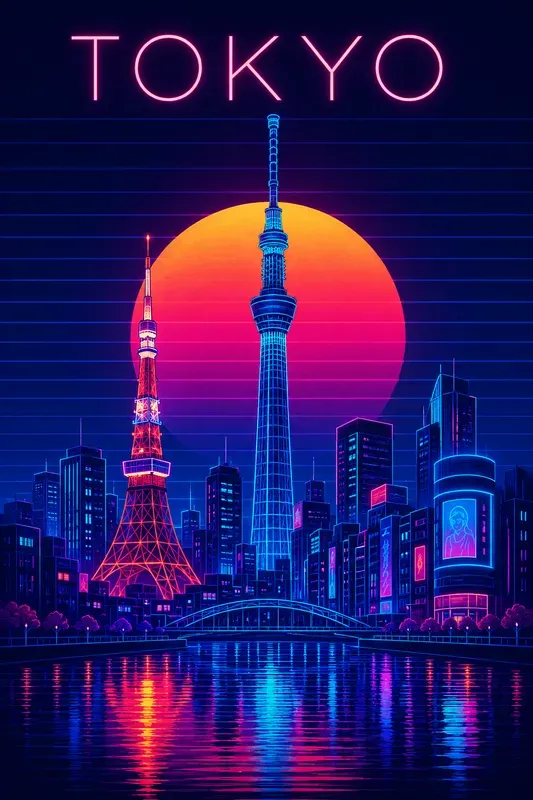Neon City Travel Posters