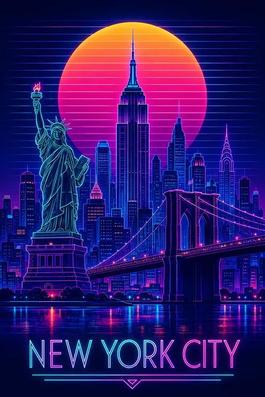 Neon City Travel Posters
