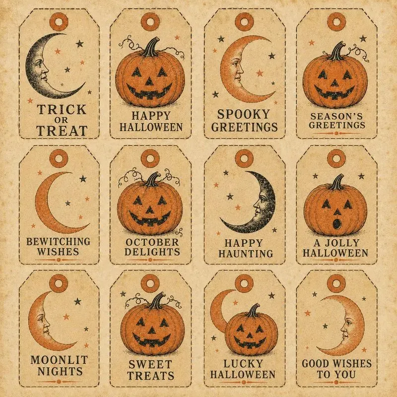 Vintage Halloween Gift Tag Sheets